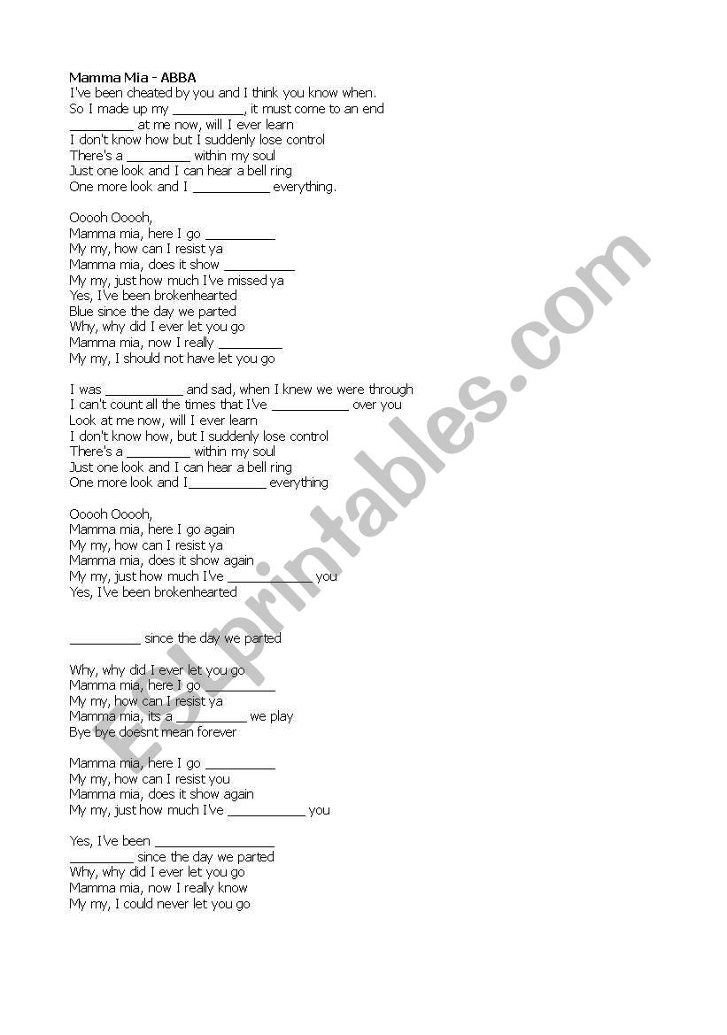 ``Mamma MiaÂ´Â´ by ABBA and ``We Are GoldenÂ´Â´ by Mika